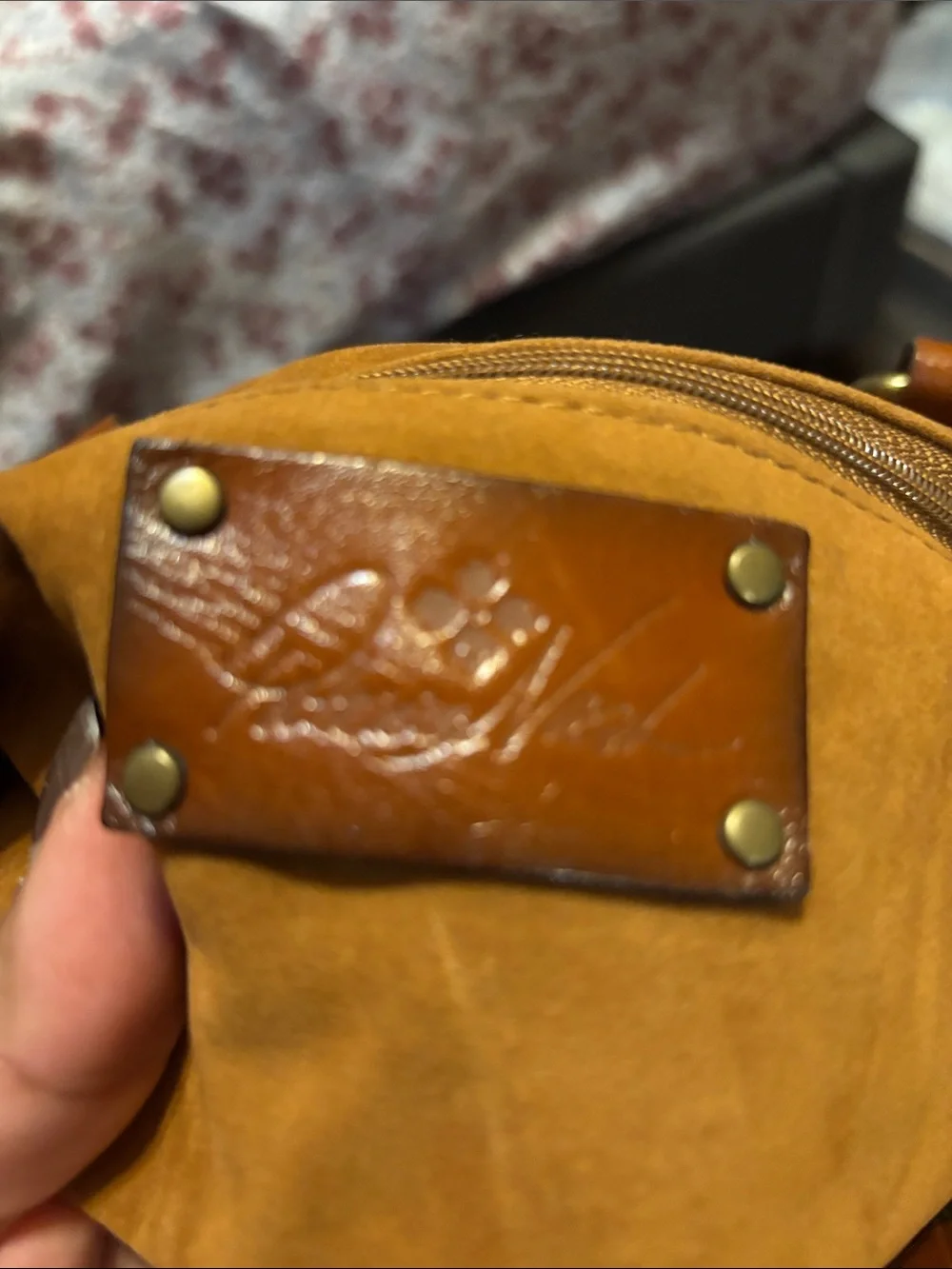 Patricia Nash Cognac Leather Studded Tote